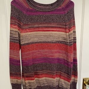 Eddie Bauer Multi-Colored Striped Sweater, Size Medium